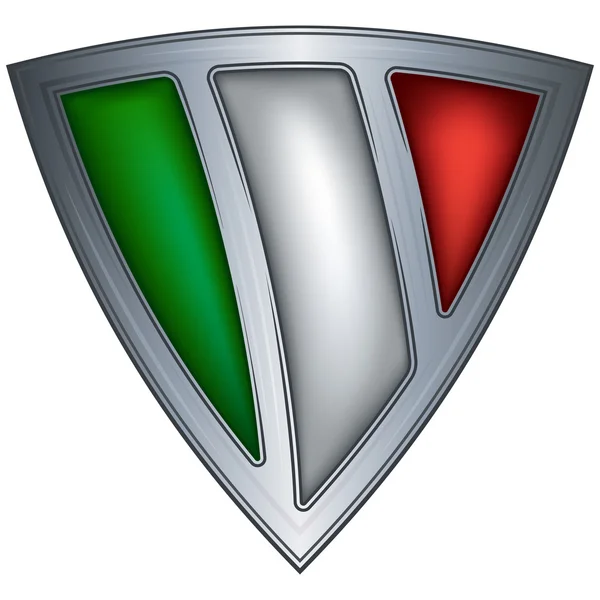 Стальной щит с флагом Италии — стоковый вектор