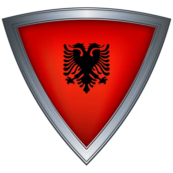 ध्वज के साथ स्टील शील्ड अल्बानिया — स्टॉक वेक्टर