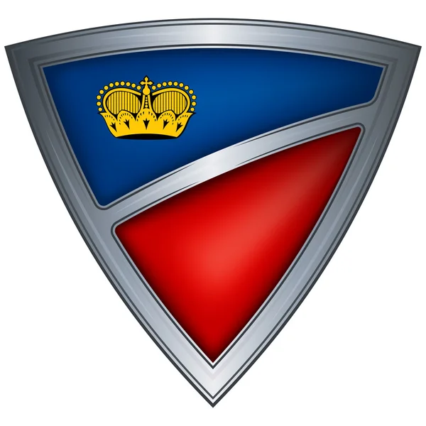 Steel shield with flag Liechtenstein — Stock Vector