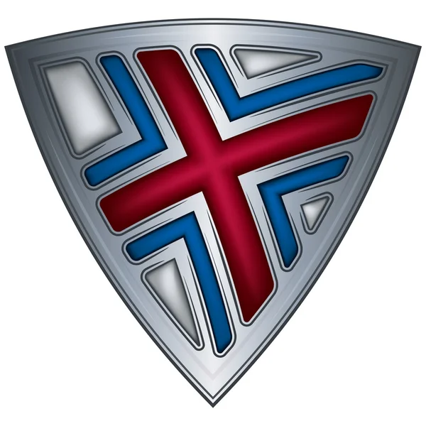 Сталеві щит з прапор Фарерських островів — стоковий вектор
