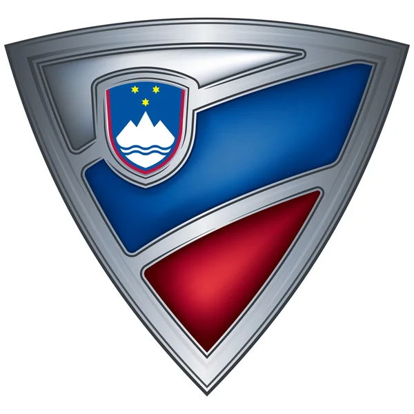 Scudo in acciaio con bandiera Slovenia — Vettoriale Stock