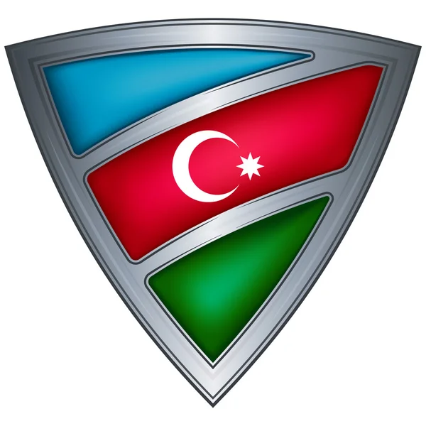 Stahlschild mit Fahne Azerbaijan — Stockvektor