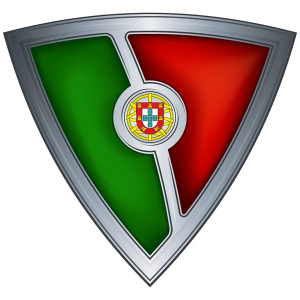 Стальной щит с флагом Португалии — стоковый вектор