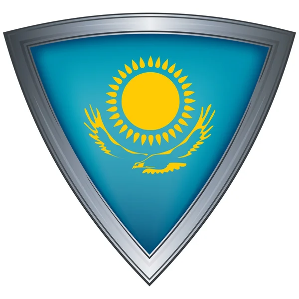 Stalen schild met vlag Kazachstan — Stockvector