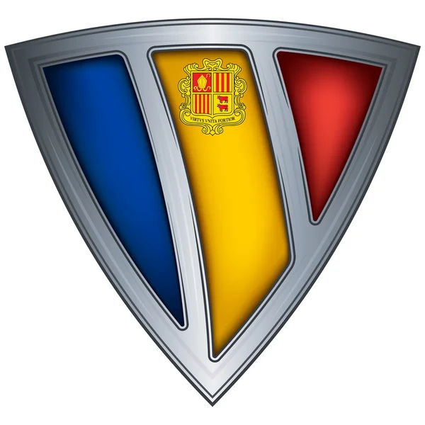 Escudo de acero con bandera Andorra — Archivo Imágenes Vectoriales