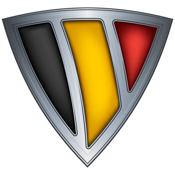 Scudo in acciaio con bandiera Belgio — Vettoriale Stock