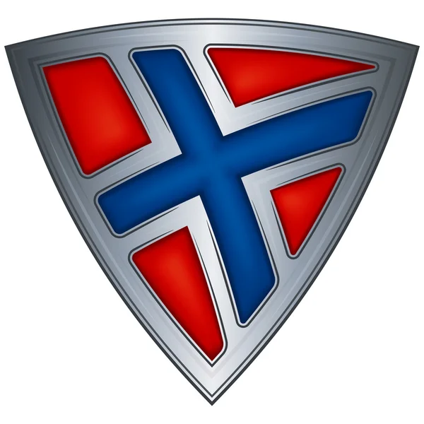 Stahlschild mit norwegischer Flagge — Stockvektor