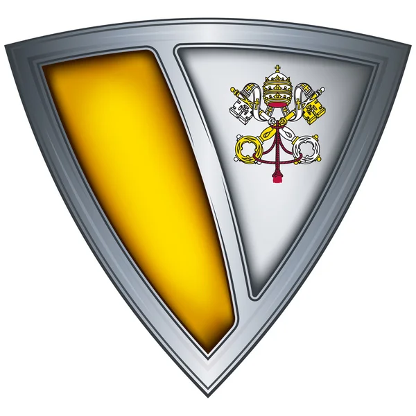 Escudo de aço com bandeira Vaticano — Vetor de Stock