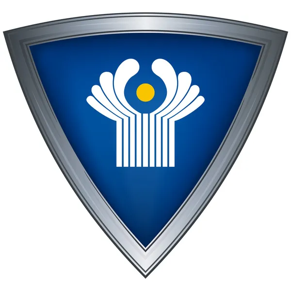 Escudo de aço com bandeira Comunidade de Estados Independentes — Vetor de Stock