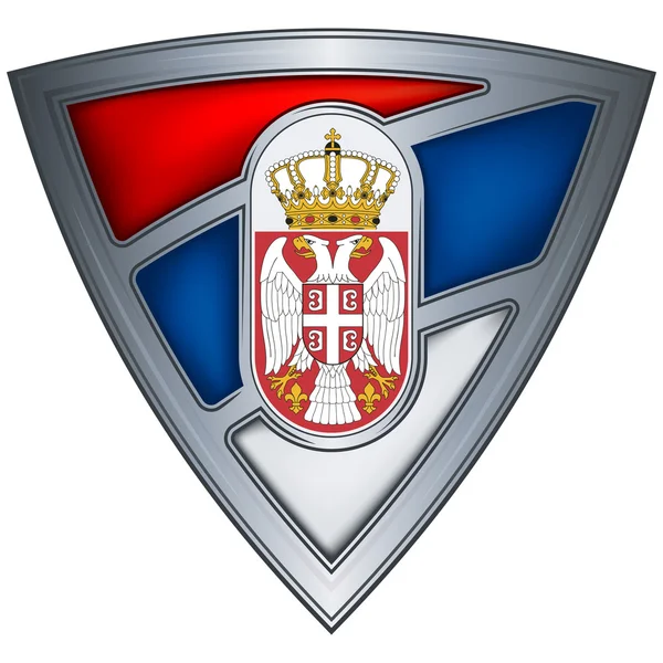 Stål sköld med flagga Serbien — Stock vektor