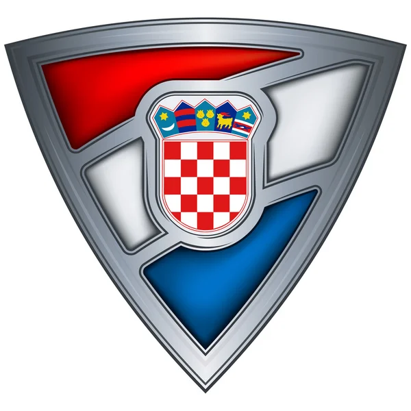 Escudo de acero con bandera Croacia — Vector de stock