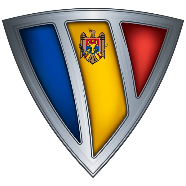 Стальной щит с флагом Молдавии — стоковый вектор