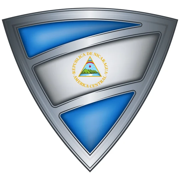 Escudo de aço com bandeira Nicarágua — Vetor de Stock