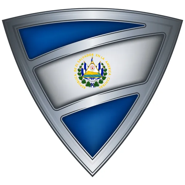 旗のエルサルバドルのスチールシールド — ストックベクタ