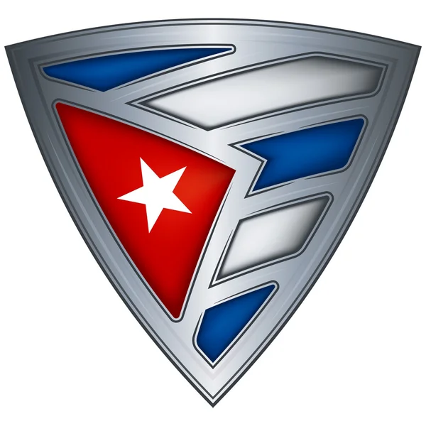Escudo de aço com bandeira Cuba —  Vetores de Stock