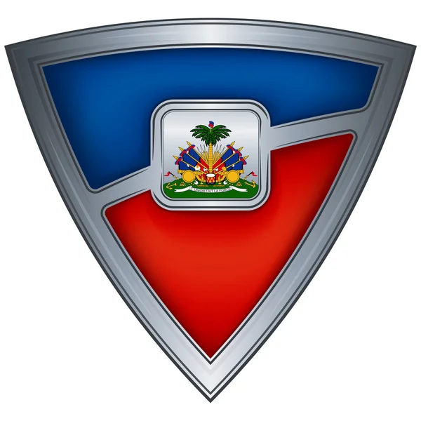 Steel shield with flag Haiti — Stock Vector