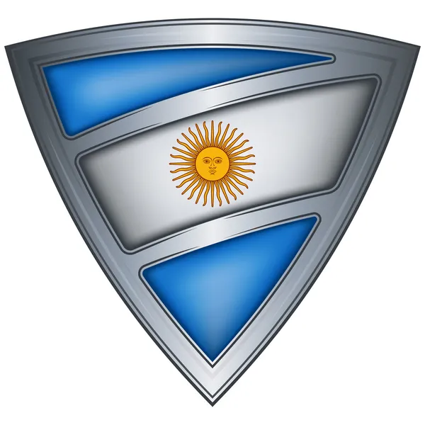 Escudo de acero con bandera Argentina — Vector de stock
