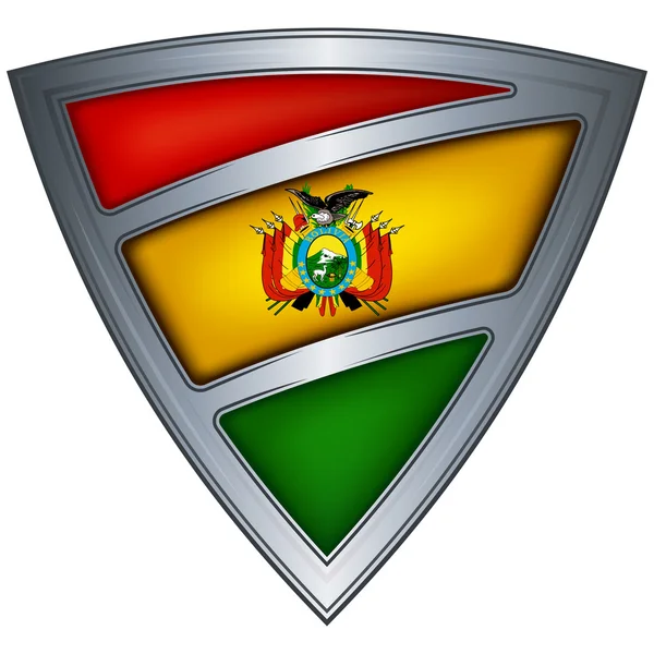Escudo de acero con bandera Bolivia — Vector de stock