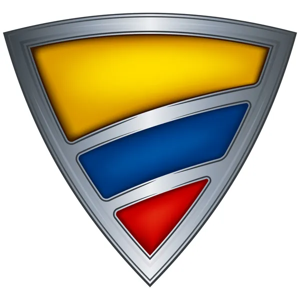Escudo de aço com bandeira Colômbia — Vetor de Stock
