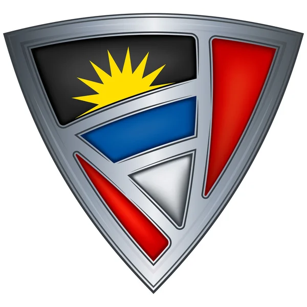 Escudo de aço com bandeira Antígua e Barbuda — Vetor de Stock