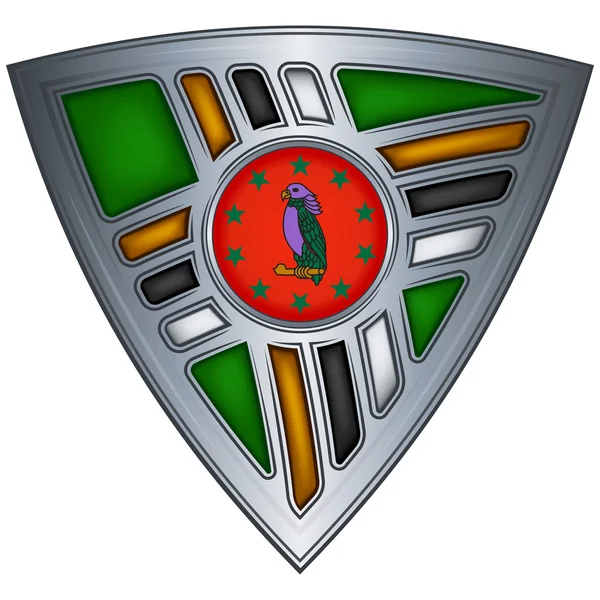Escudo de acero con bandera Dominica — Vector de stock