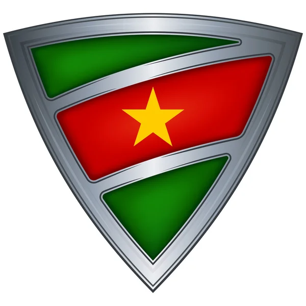 Bouclier en acier avec drapeau Suriname — Image vectorielle