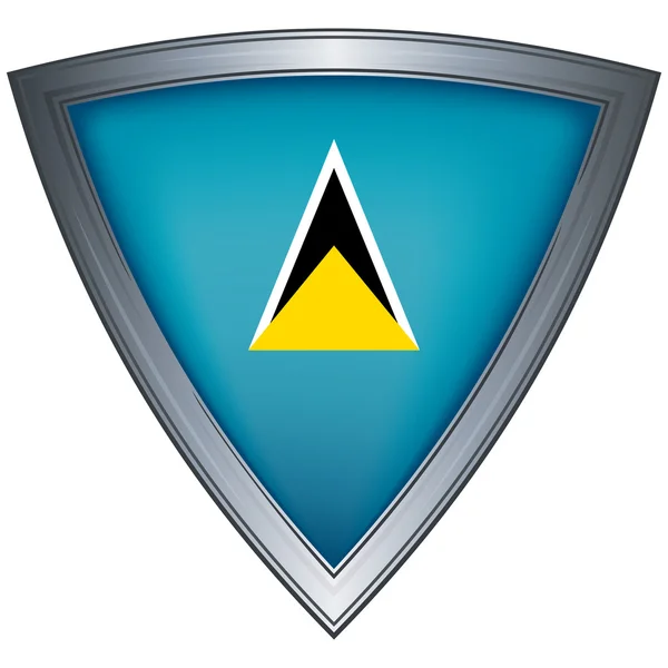 Steel shield with flag Saint Lucia — Stock Vector