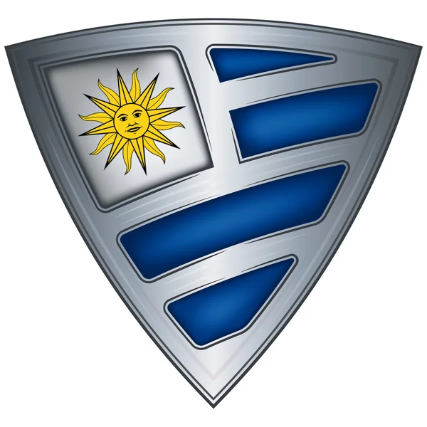 Ocelový štít s vlajka Uruguaye — Stockový vektor