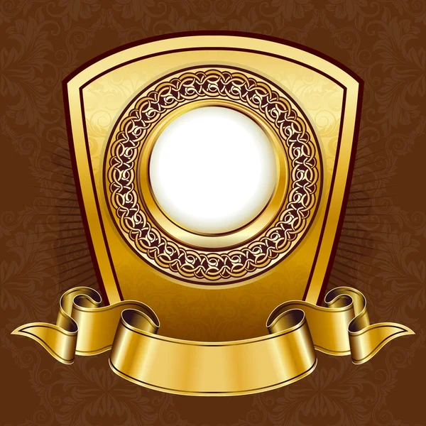 Plaque d'or avec ruban — Image vectorielle