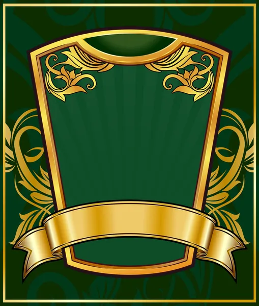 Зеленая винтажная рама с лентой — стоковый вектор