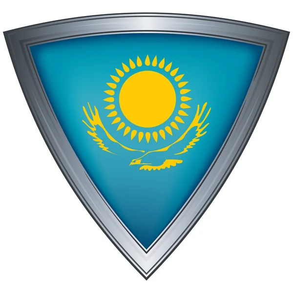 Stahlschild mit Fahne Kasachstan — Stockvektor