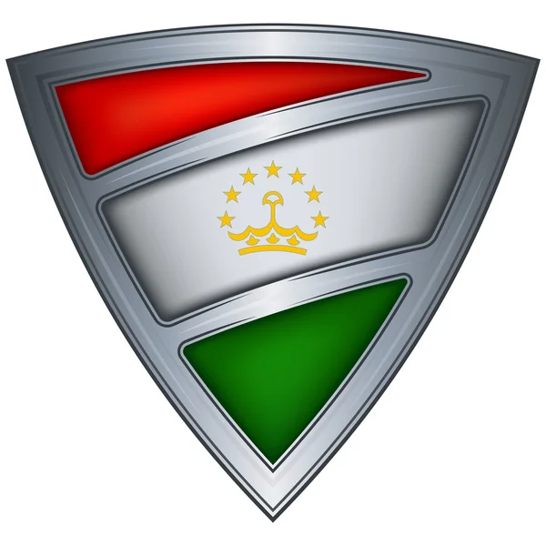 Steel shield with flag Tajikistan — Stock Vector