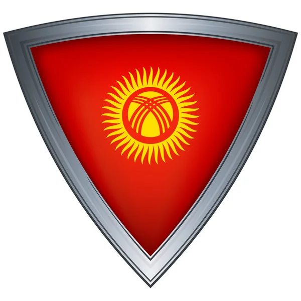 Стальной щит с флагом Кыргызстана — стоковый вектор