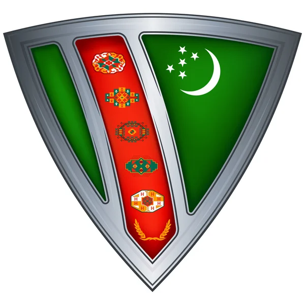 Стальной щит с флагом Туркменистана — стоковый вектор