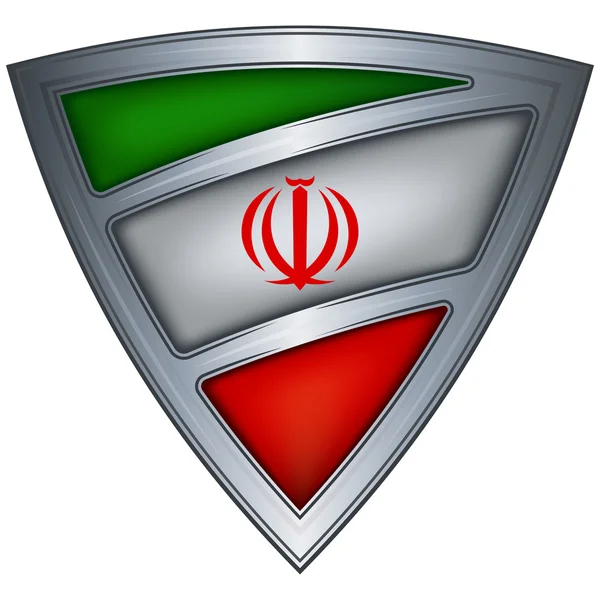 Ocelový štít s příznakem Írán — Stockový vektor