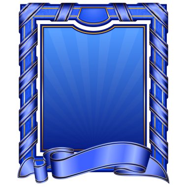 Mavi vintage bir dikdörtgen çerçeve şerit