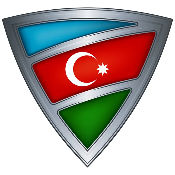Стальной щит с флагом Азербайджана — стоковый вектор