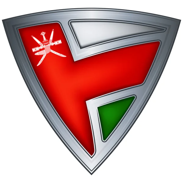 Escudo de aço com bandeira Omã — Vetor de Stock