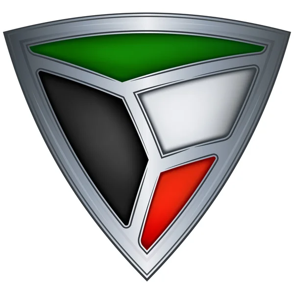 Bouclier en acier avec drapeau Koweït — Image vectorielle