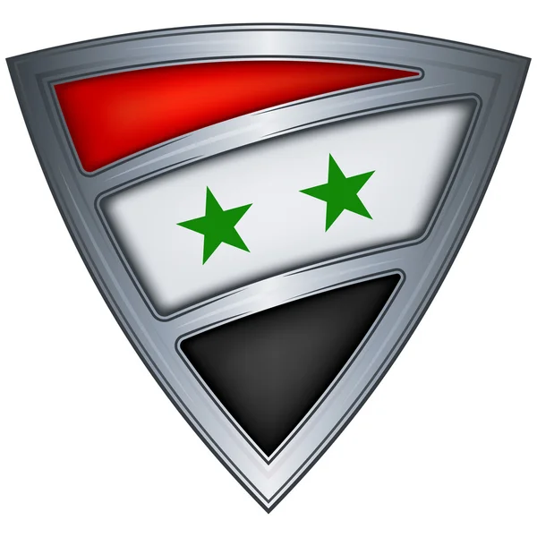 Bouclier en acier avec drapeau Syrie — Image vectorielle