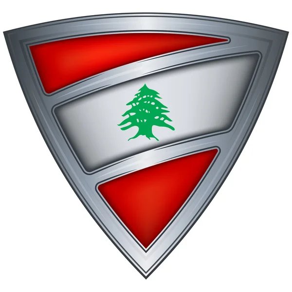 Lübnan bayrağı ile çelik kalkan — Stok Vektör
