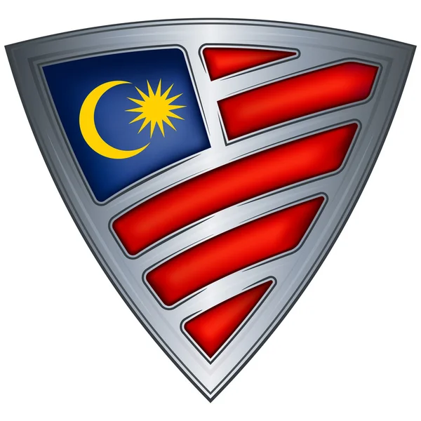 Escudo de aço com bandeira Malásia —  Vetores de Stock