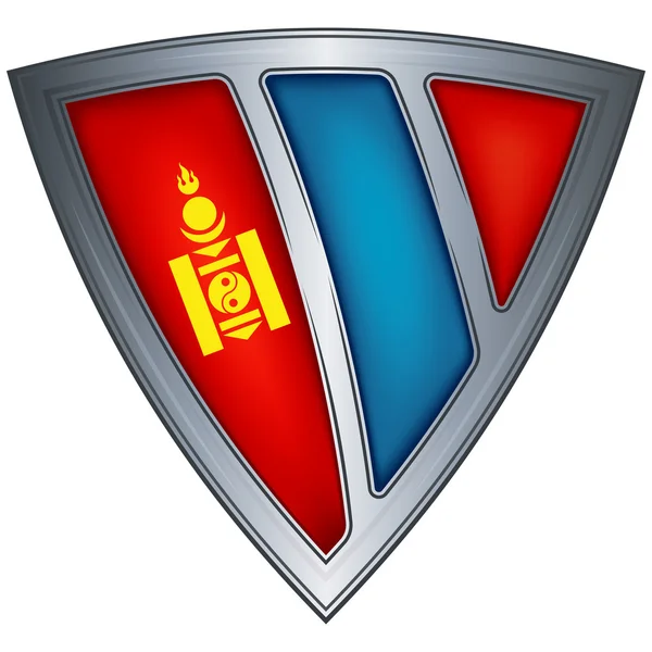 Escudo de aço com bandeira Mongólia — Vetor de Stock