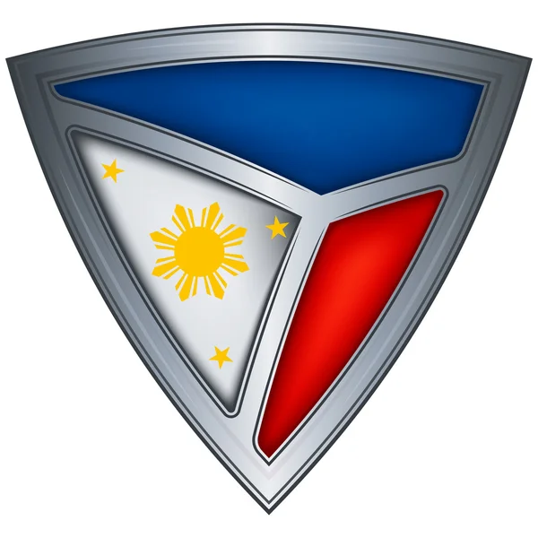 Bouclier en acier avec drapeau Philippines — Image vectorielle