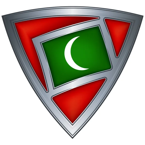 Çelik kalkan ile Maldivler bayrağı — Stok Vektör