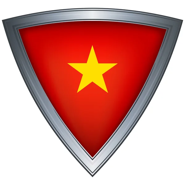 Стальной щит с флагом Вьетнама — стоковый вектор