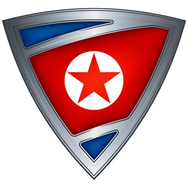 フラグ北朝鮮と鋼のシールド — ストックベクタ