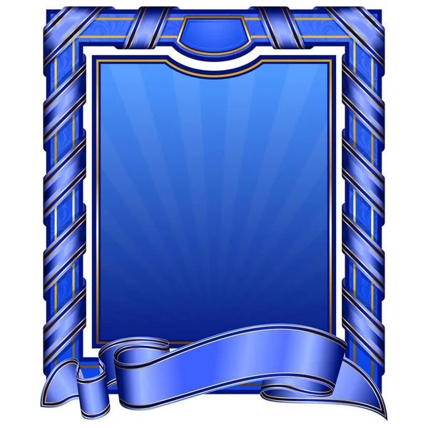 Синяя винтажная прямоугольная рамка с лентой — стоковый вектор