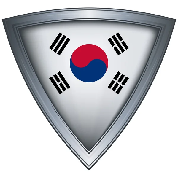 Bouclier en acier avec drapeau Corée — Image vectorielle