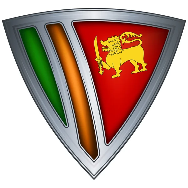 Scudo in acciaio con bandiera Sri Lanka — Vettoriale Stock